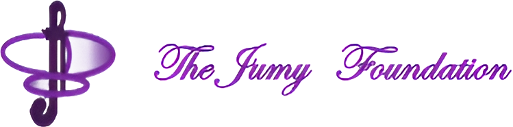 A purple and white logo for the jumy.