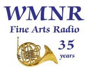 A logo for the wmnr fine arts radio.